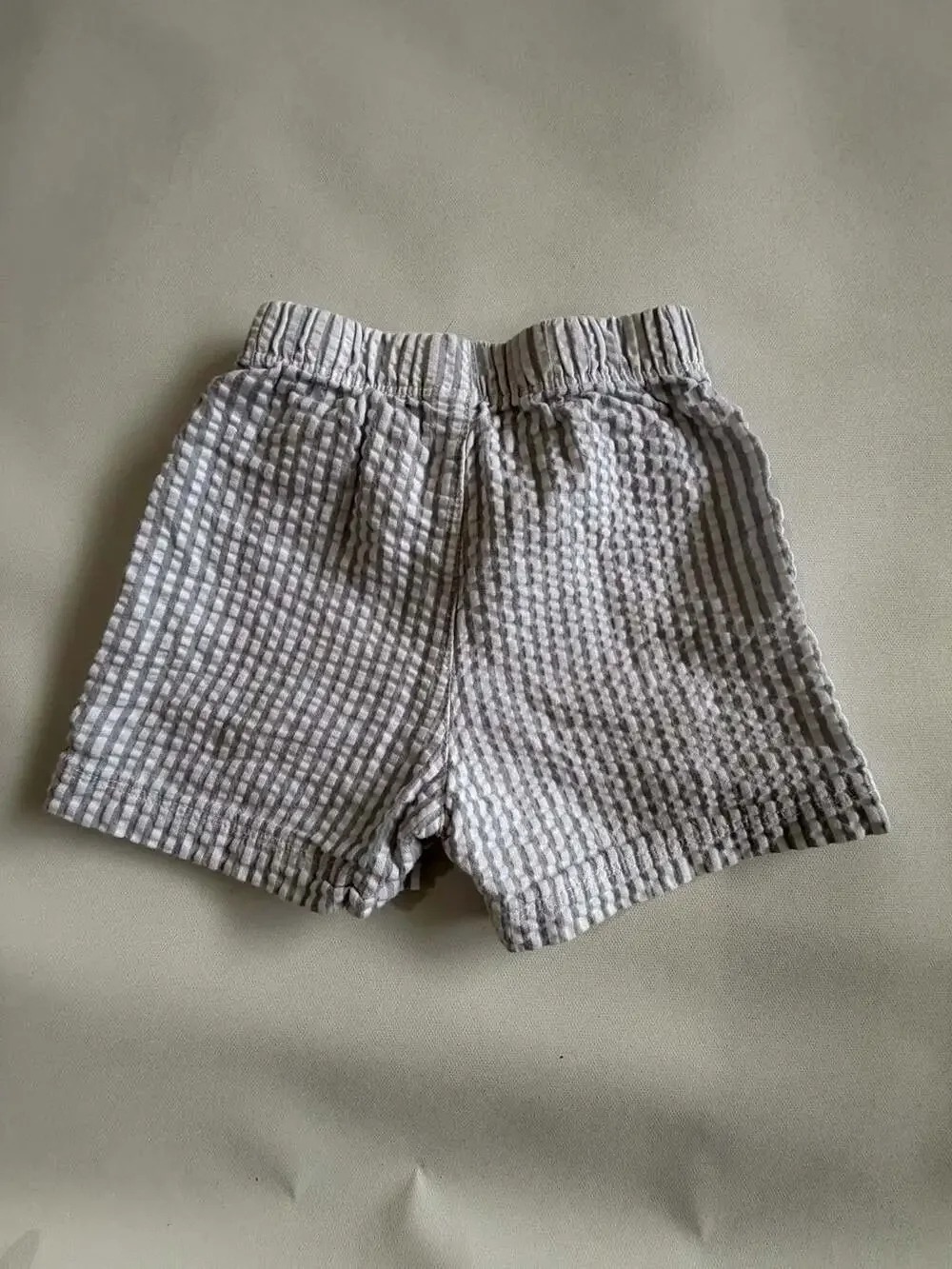 Little Me Baby 9M Gray White Seersucker Striped Pull On Shorts